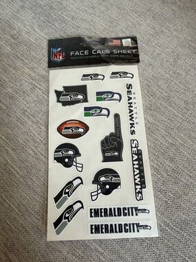 Seattle Seahawks Face Decals Sheet NFL Stickers WinCraft NWT